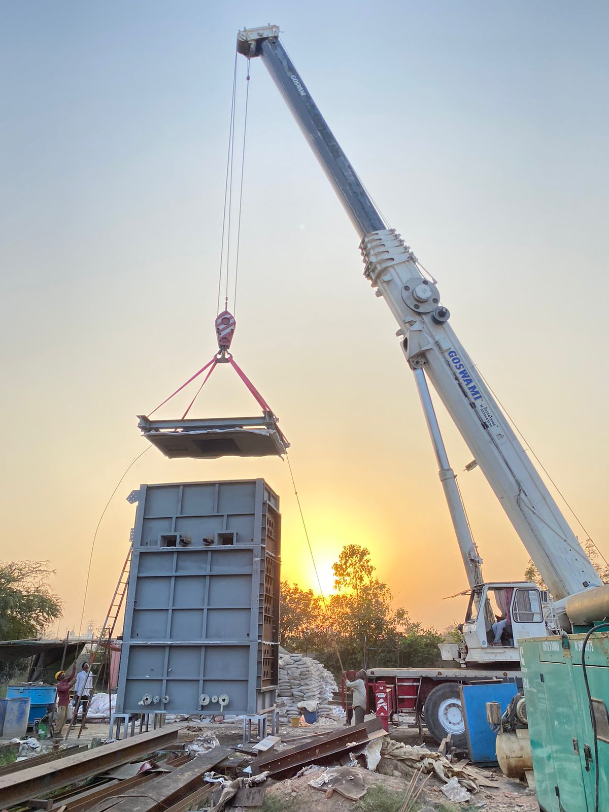 Evening lift operation on an Ishika Engineering project site